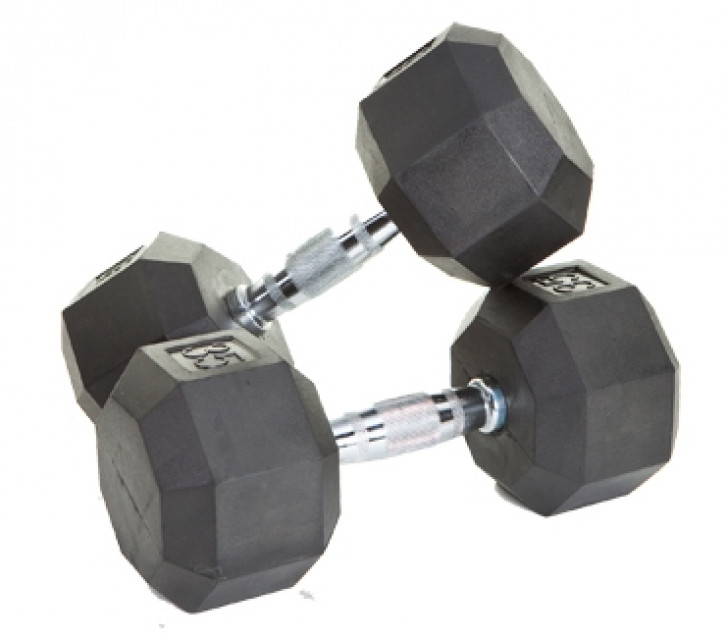 Picture of 8 Sided Rubber Encased Dumbbells - 50-100 lbs