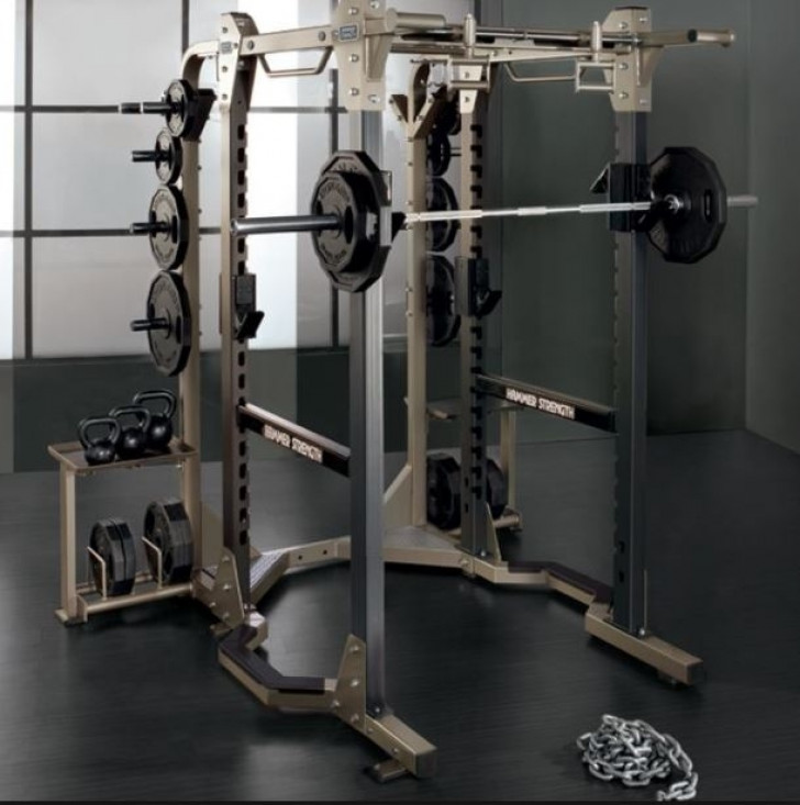 Picture of Hammer Strength Half Rack with Spotter Stands, 2- Safety Arms and 2- J Hooks-U
