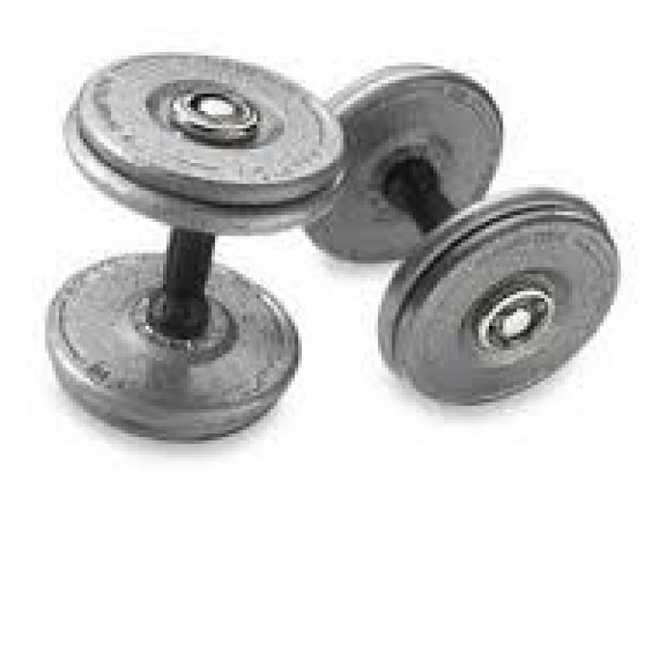 Picture of Troy 10 lb. fixed pro-style dumbbells, contour handle, rubber encased plate, no end cap on this size