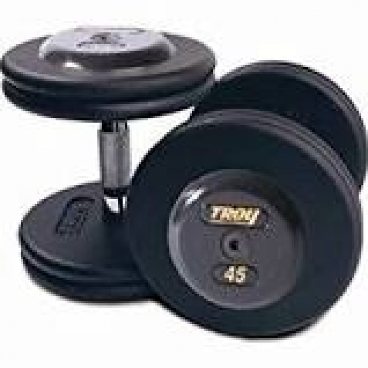 Picture of Troy 10 lb. fixed pro-style dumbbells, straight handle, black plate, rubber end cap