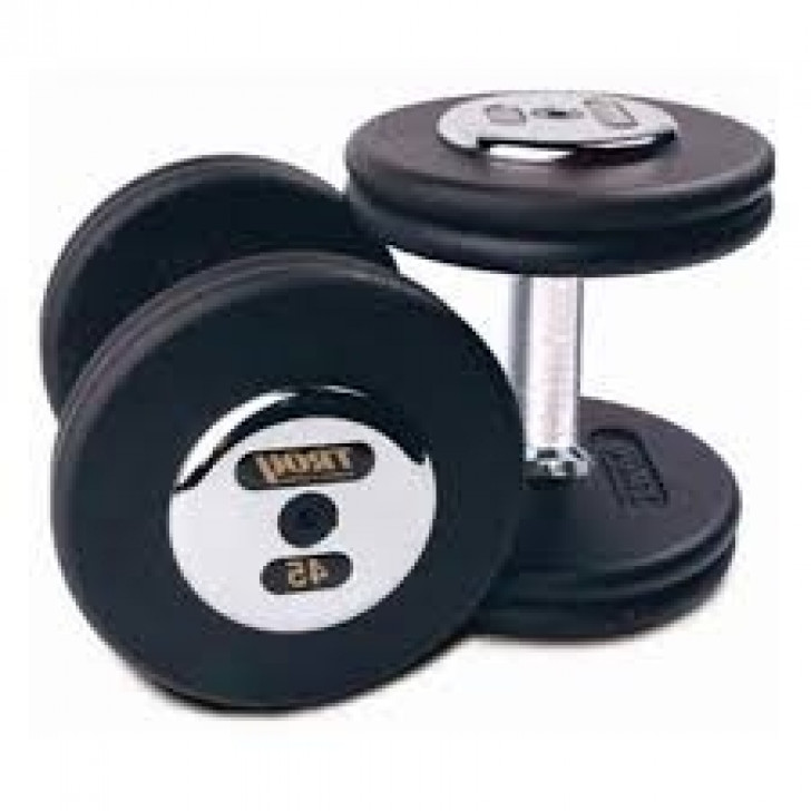 Picture of Troy 12.5 lb. fixed pro-style dumbbells, contoured handle, black plate, chrome end cap