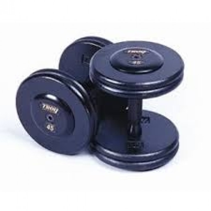 Picture of Troy 12.5 lb. fixed pro-style dumbbells, contoured handle, black plate, rubber end cap