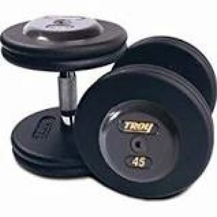 Picture of Troy 12.5 lb. fixed pro-style dumbbells, straight handle, black plate, rubber end cap