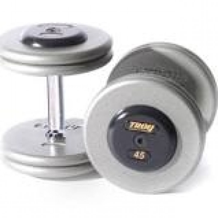 Picture of Troy 12.5 lb. fixed pro-style dumbbells, straight handle,hammertone grey plate, rubber end cap