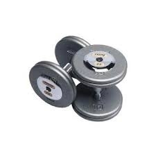 Troy 100 lb. fixed pro-style dumbbells, contour handle, hammertone grey plate, chrome end cap