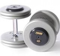 Troy 10 lb. fixed pro-style dumbbells, straight handle, hammertone grey plate, rubber end cap