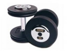Picture of Troy 100 lb. fixed pro-style dumbbells, straight handle, black plate, chrome end cap