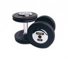 Picture of Troy 105 lb. fixed pro-style dumbbells, contoured handle, black plate, chrome end cap