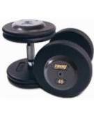 Picture of Troy 105 lb. fixed pro-style dumbbells, contoured handle, black plate, rubber end cap