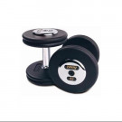 Picture of Troy 105 lb. fixed pro-style dumbbells, straight handle, black plate, chrome end cap