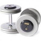Picture of Troy 105 lb. fixed pro-style dumbbells, straight handle, hammertone grey plate, chrome end cap