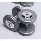 Picture of Troy 10 lb. fixed pro-style dumbbells, straight handle, hammertone grey plate, chrome end cap