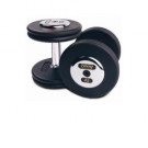 Picture of Troy 115 lb. fixed pro-style dumbbells, straight handle, black plate, chrome end cap