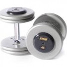 Picture of Troy 115 lb. fixed pro-style dumbbells, straight handle, hammertone grey plate, rubber end cap