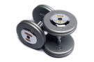 Picture of Troy 120 lb. fixed pro-style dumbbells, contour handle, hammertone grey plate, rubber end cap